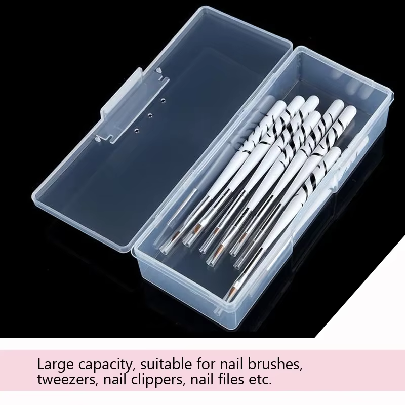 Conteneur de rangement pour Nail Art rose clair, boîte de rangement pour stylos à ongles, brosses et