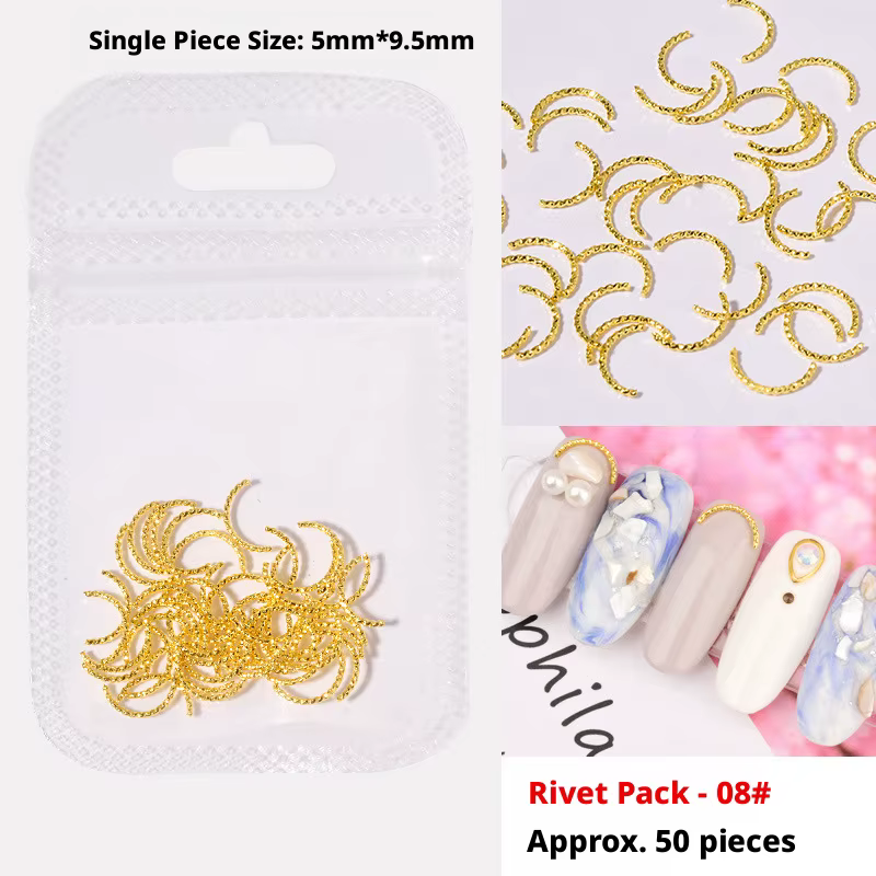 YYM Breloques Métalliques 3D Étoile et Lune Style Punk pour Ongles, Décoration Nail Art à Rivets, Bi