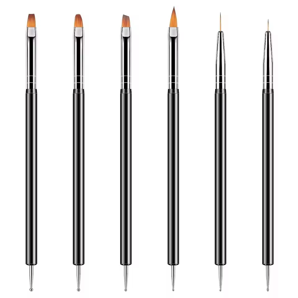 6/31 pièces Nail Art brosse conception pointe peinture dessin sculpture pointillage stylo FlatFan Li