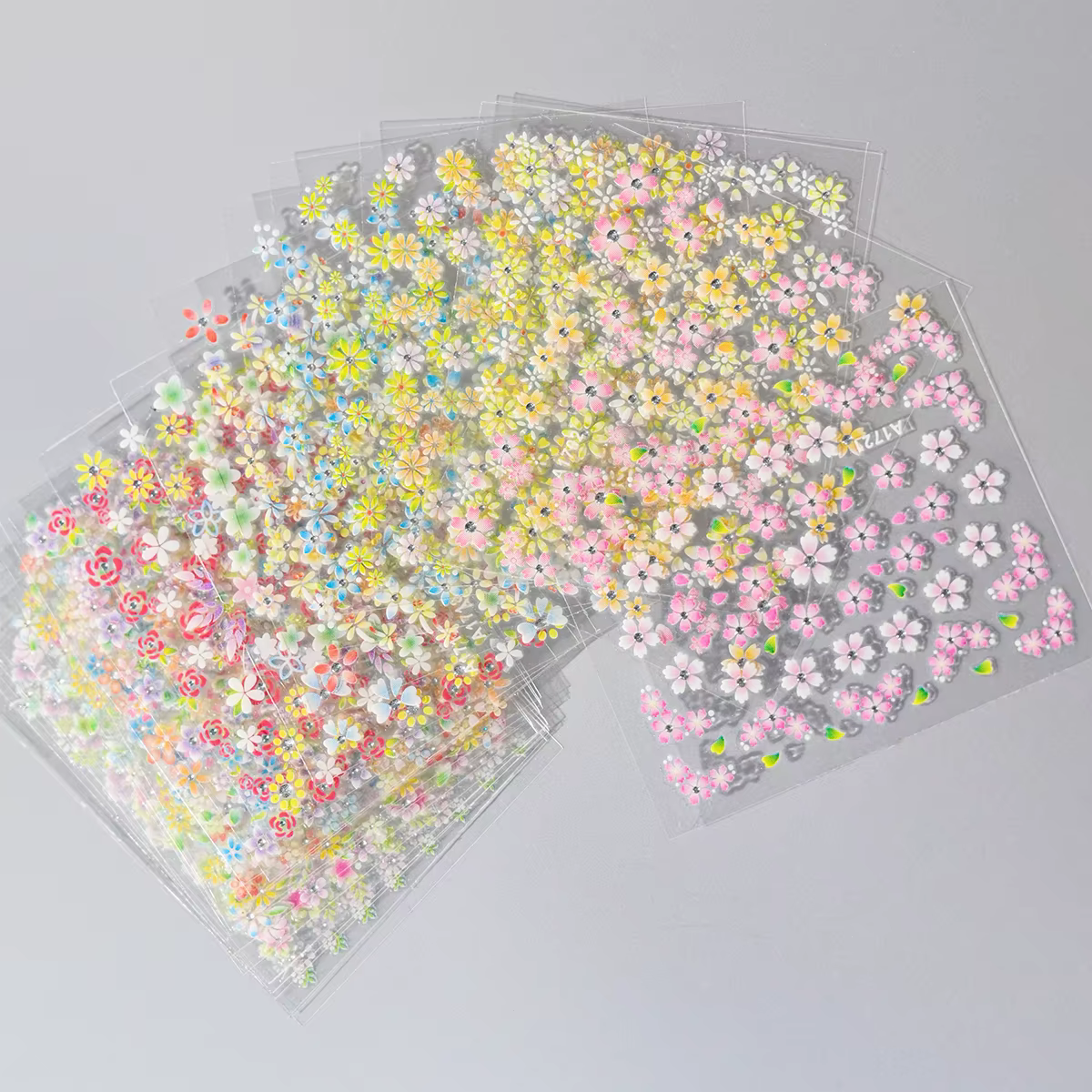 Ensemble d'autocollants pour ongles fleur avec diamant, 24 pièces, autocollants 3D pour Nail Art, mo