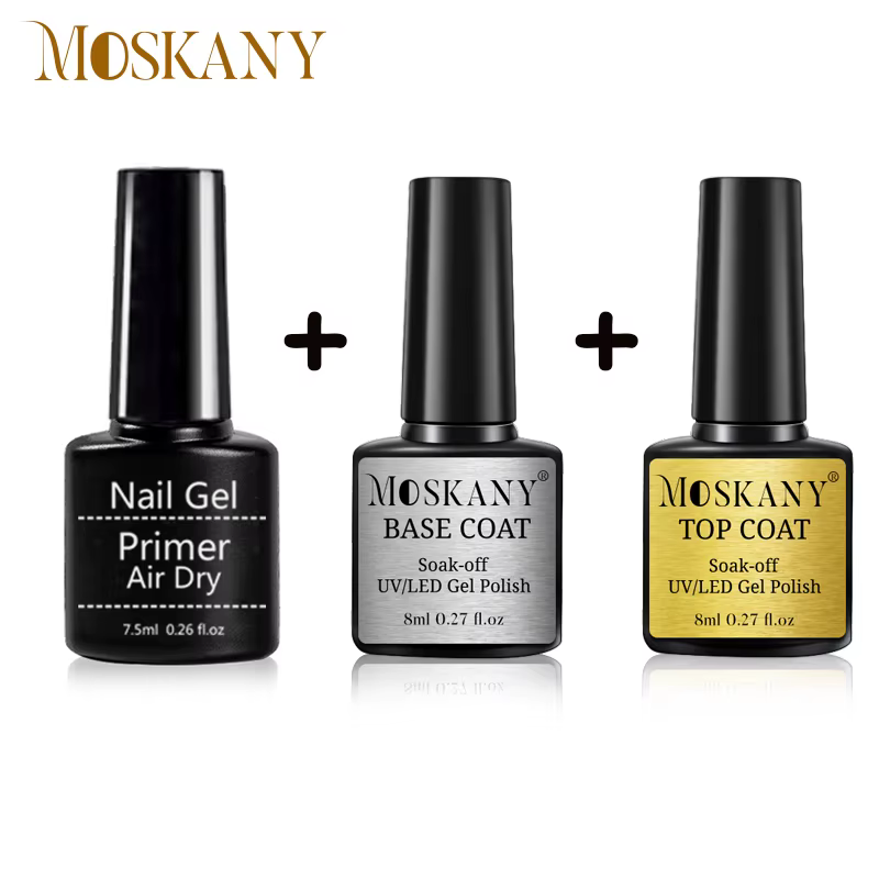 Ensemble de vernis à ongles en acrylique sans acide, couche de base et couche de finition, gel à tre