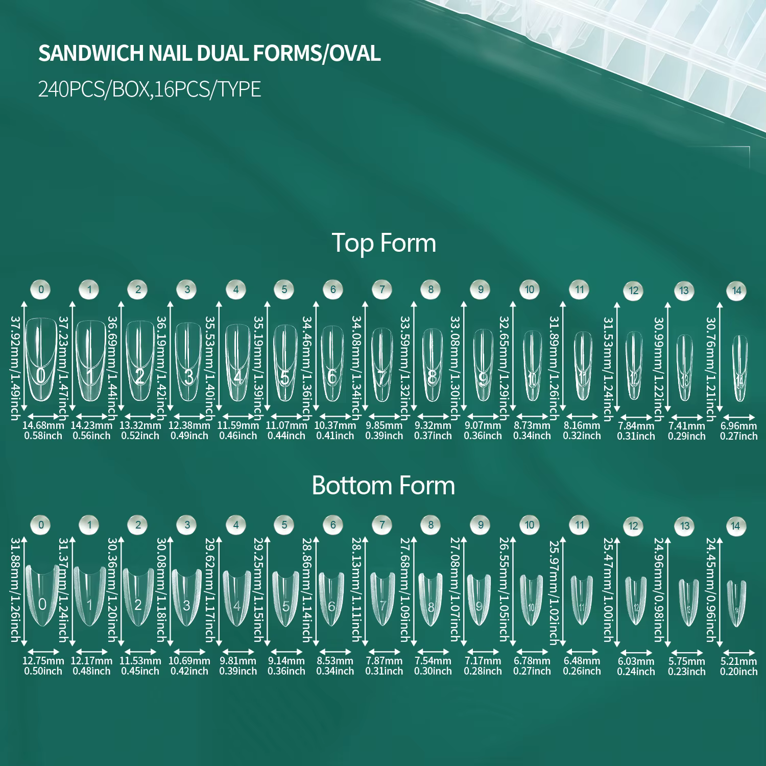 Nailpop Sandwich ongles double formes 240 pièces 15 formes manucure française Extension Gel construc