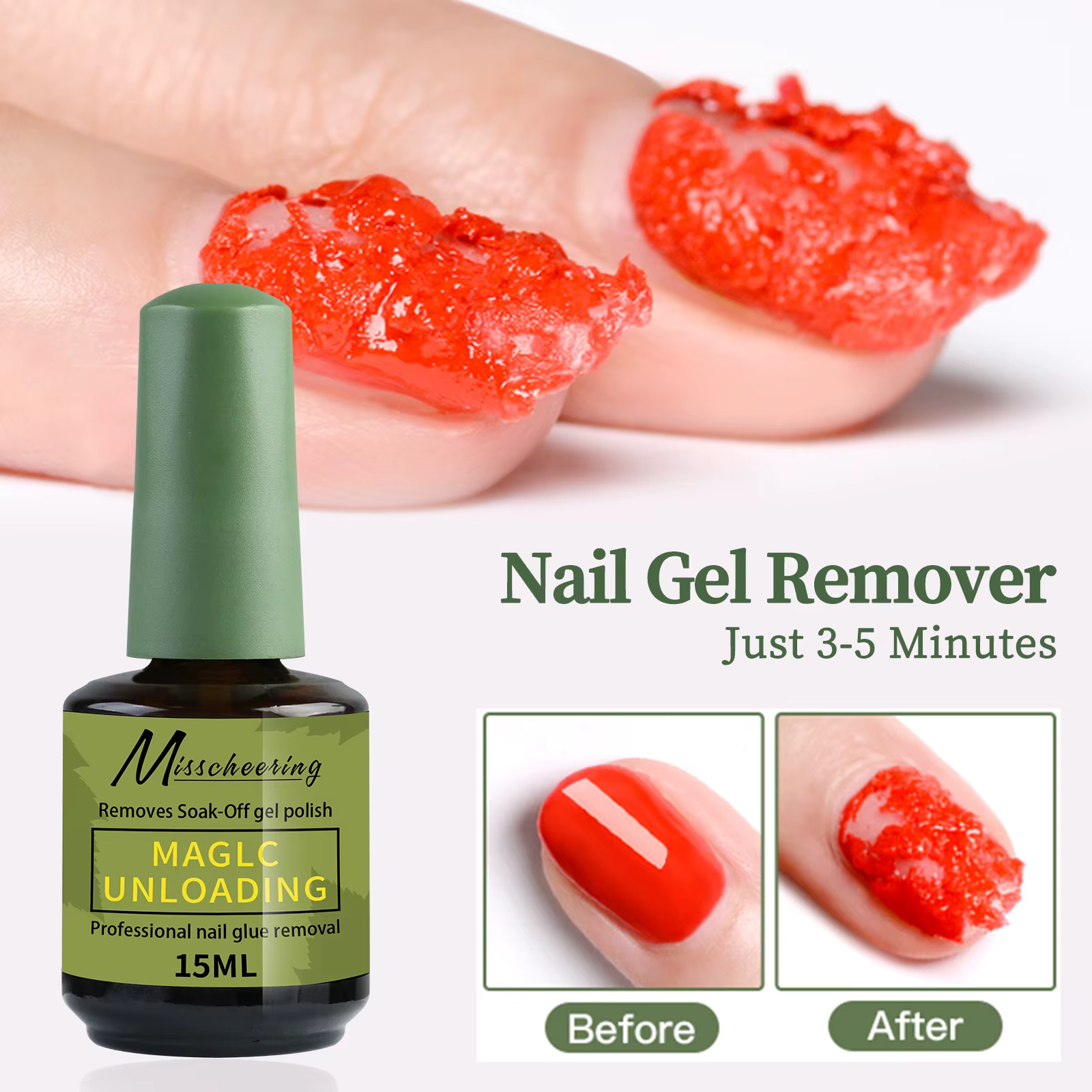 Dissolvant de vernis à ongles magique rapide, 15ml, trempage UV propre, vernis Semi-Permanent, outil