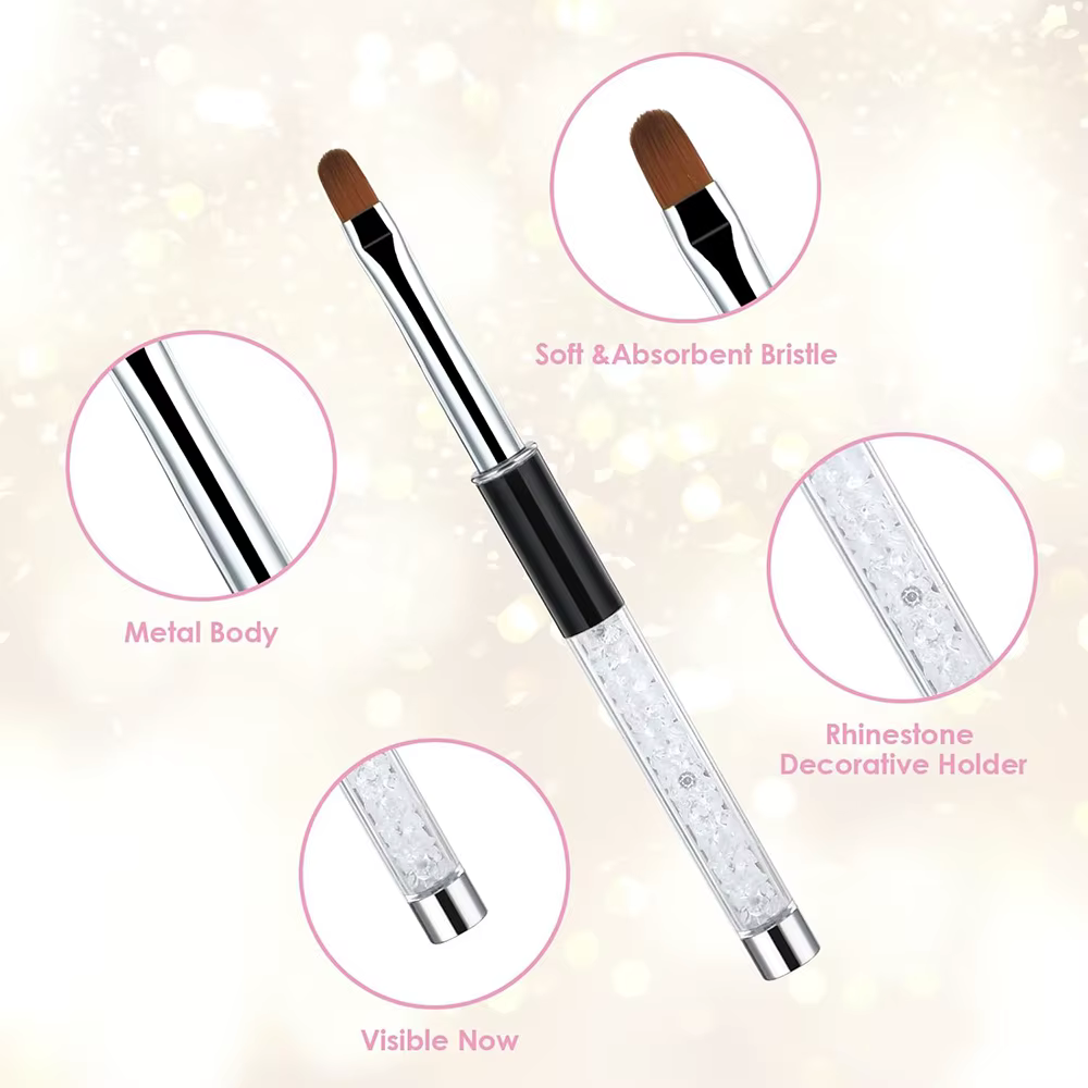 Brosse à ongles ovale et plate pour Gel UV, noir et blanc, constructeur professionnel, stylo pour la