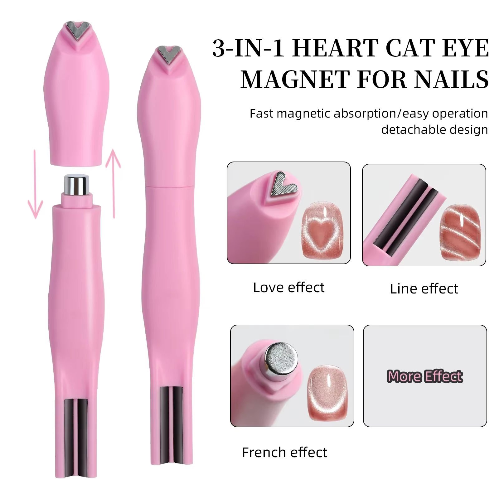 Aimants détachables 3 en 1 pour Nail Art, effet œil de chat, motif serpent, Nail Art français pour b