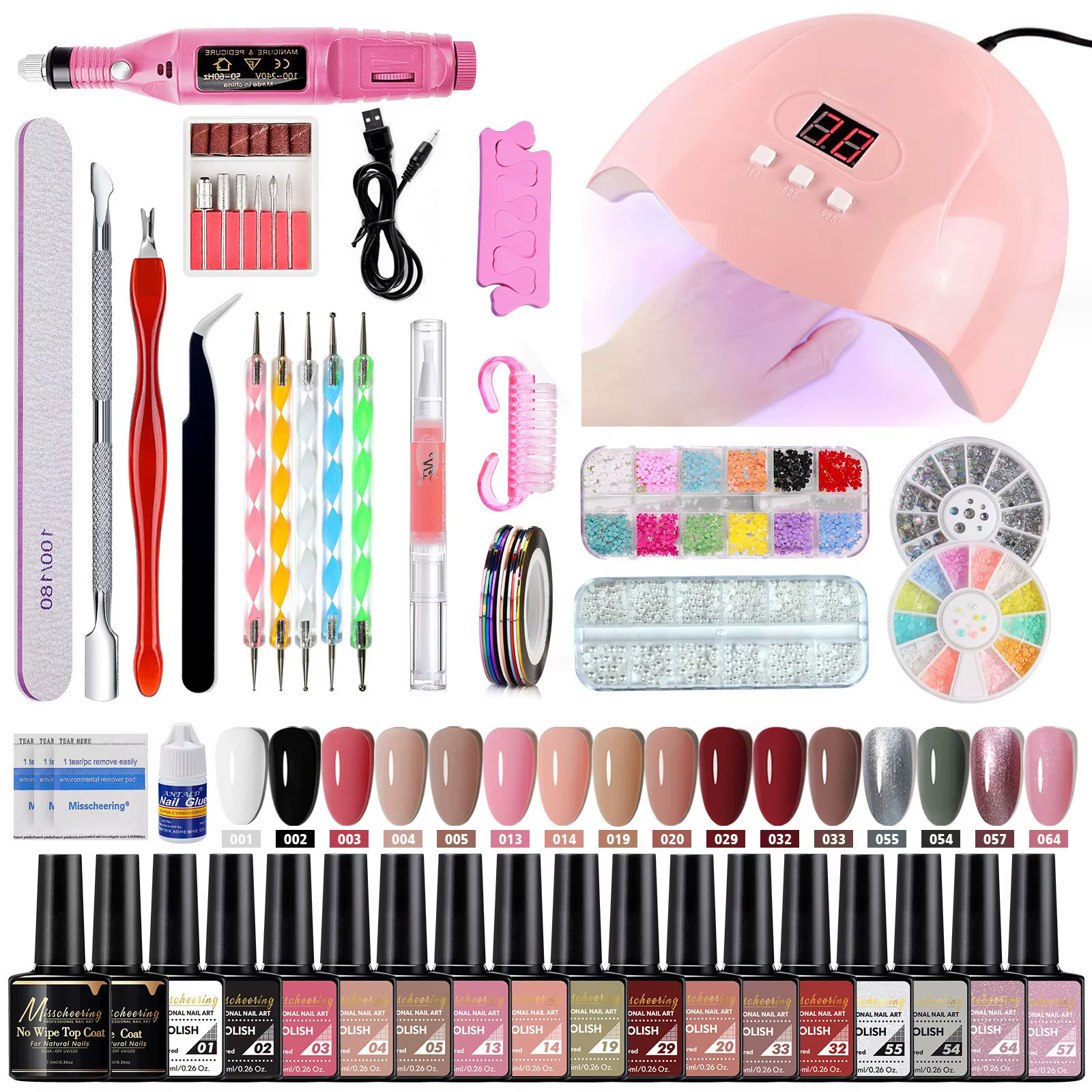 Kit professionnel de nail art avec vernis gel, lampe UV, perceuse à ongles pour débutants