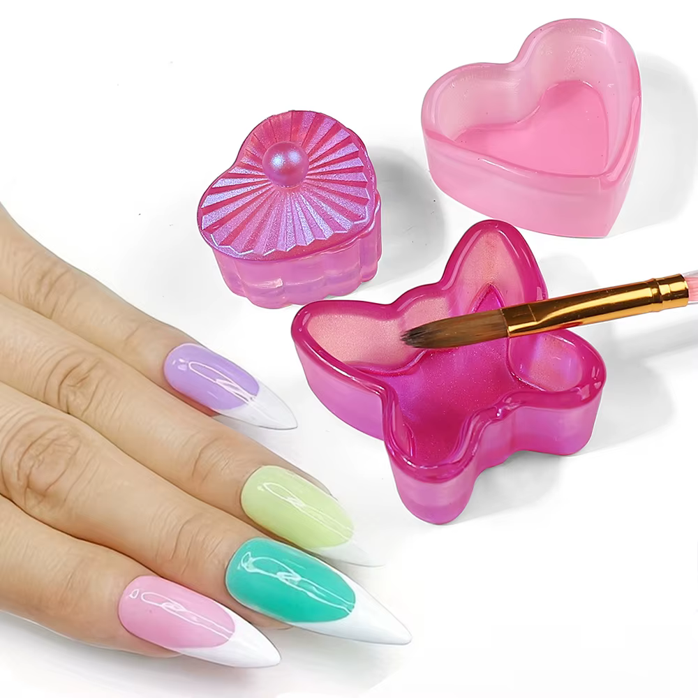 Verre de cristal plusieurs formes tasse à ongles poudre acrylique liquide Dappen plat bol support co