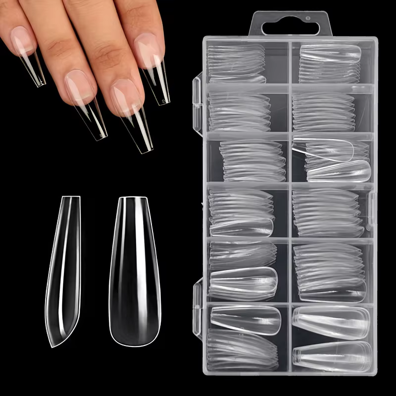 120 pièces ensemble de pointes d'ongles claires cercueil amande mince Stiletto ovale carré et plus d