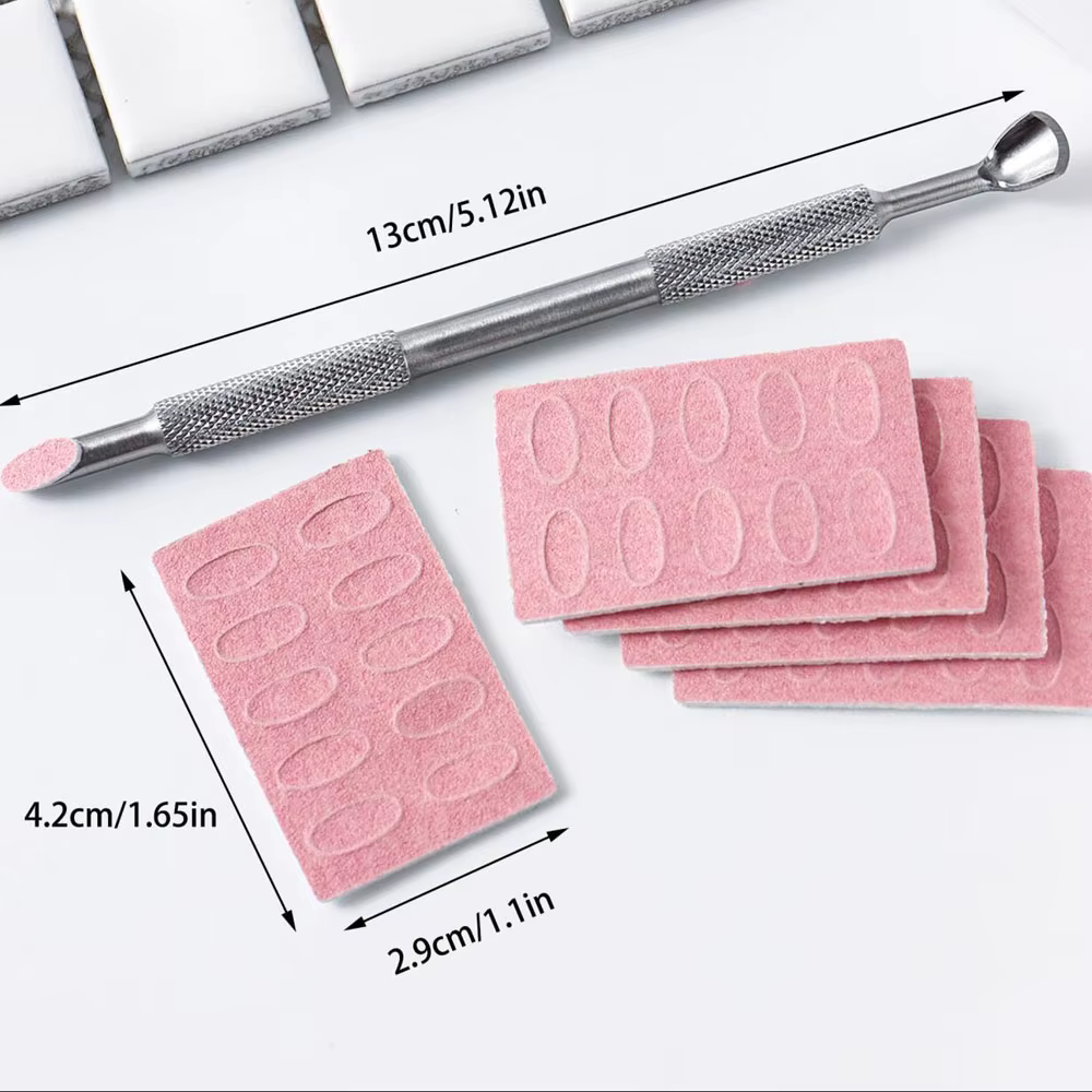 50 pièces 180 grain ponçage tranche + 1Pc ongles cuticule poussoir ensemble auto-adhésif pré polissa