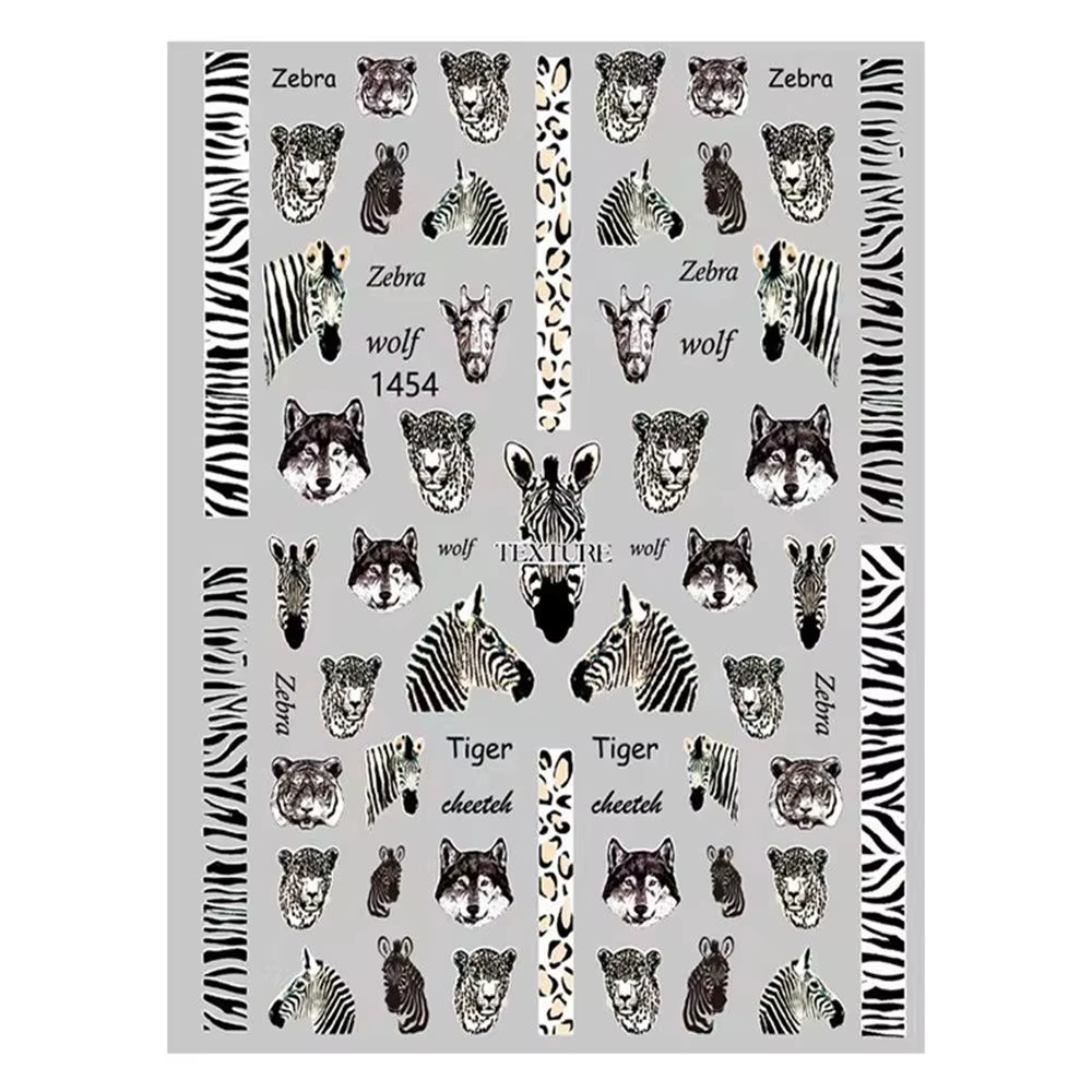 Autocollants 3D pour les ongles, motifs animaux, tigre, léopard, décorations artistiques, décalcoman