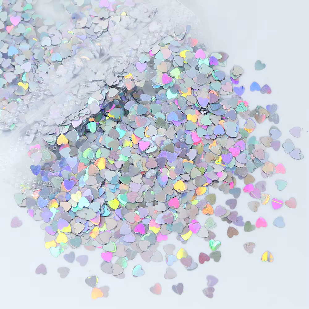 Paillettes Holographiques pour Ongles, Brillantes, en Forme de Cœur, Amour Doux, Flocons 3D, N64, Ma
