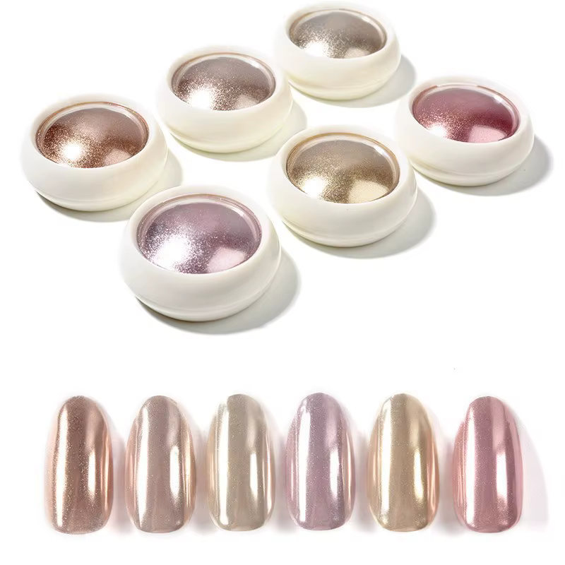 6 pièces fantaisie miroir effet chromé poussière métallique bébé rose vitré manucure décoration réfl