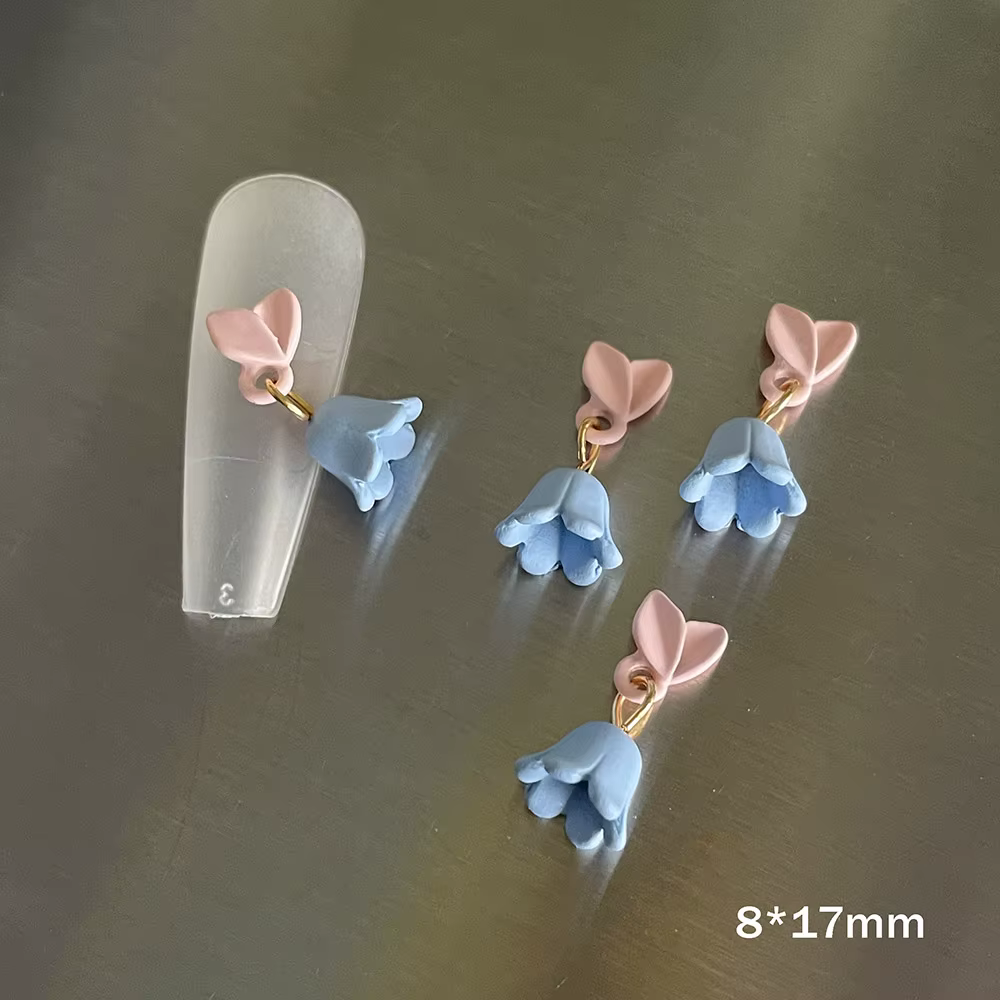 Breloques métalliques pour ongles, fleur de cloche, ornement à l'huile de Rotterdam et feuilles de l