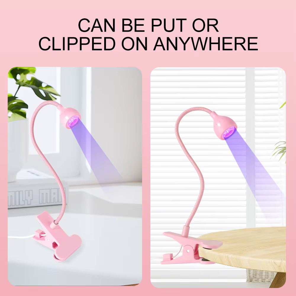 Lampe UV LED pour sécher les ongles en Gel, vernis à ongles, bureau Flexible à clipser, Mini lampe à