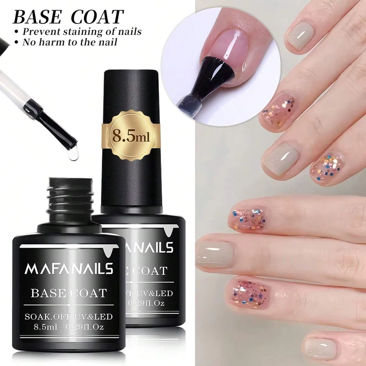 Ensemble de vernis à ongles en gel, couche de base et couche de finition, lampe à ongles LED longue 