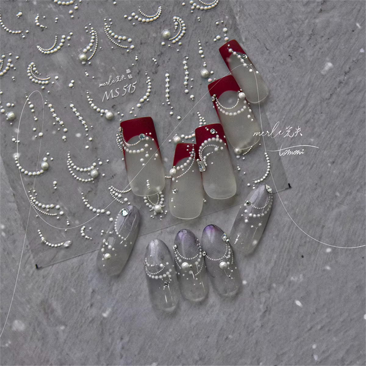Autocollants pour ongles, 1 pièce, blanc, perle, dentelle, vague, lignes, nail art, élégant, exquis,