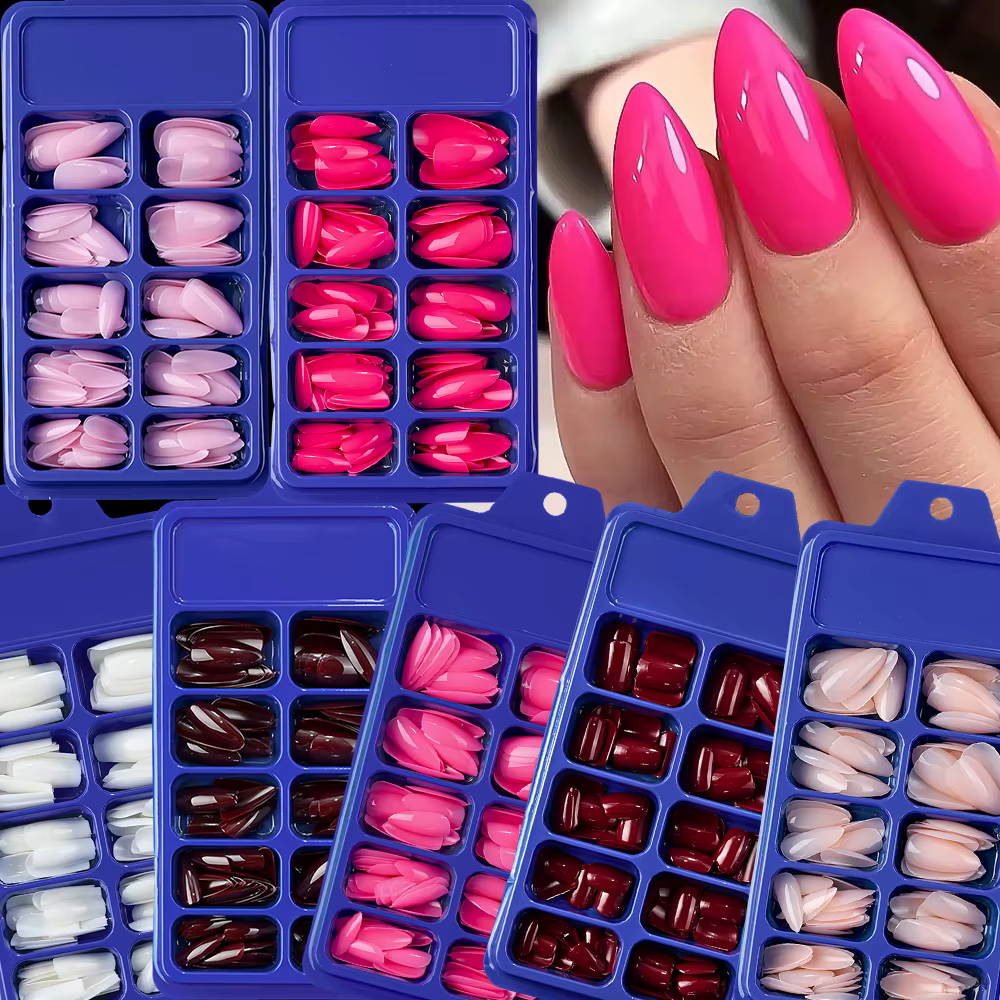 Faux ongles carrés courts rouges, 120 pièces, couverture complète brillante d'été, à pression sur le