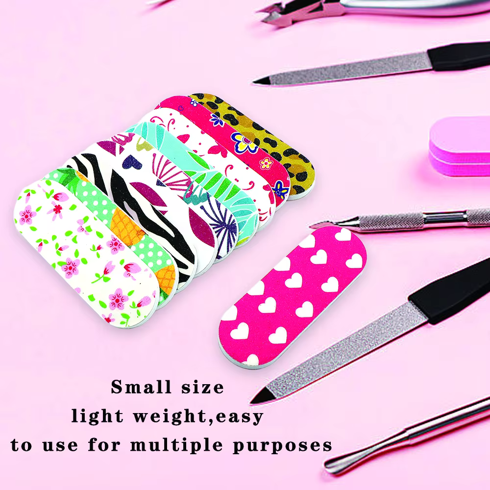 50 pièces limes à ongles planches Double face Mini limes à ongles bloc de ponçage coloré Gel mousse 