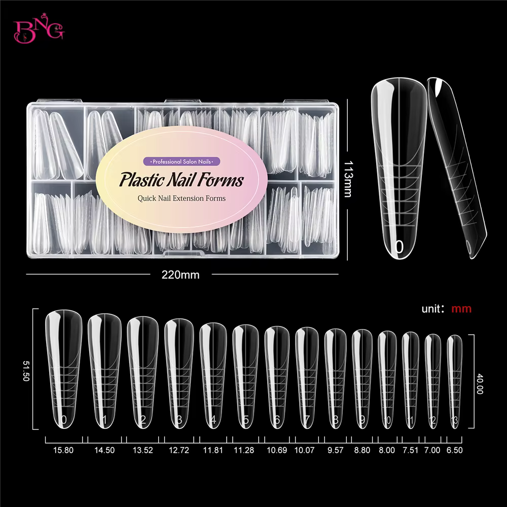 BNG 140 pièces Formes à ongles doubles Amande 14 Tailles Professionnelles Salon Facile à Utiliser Ré