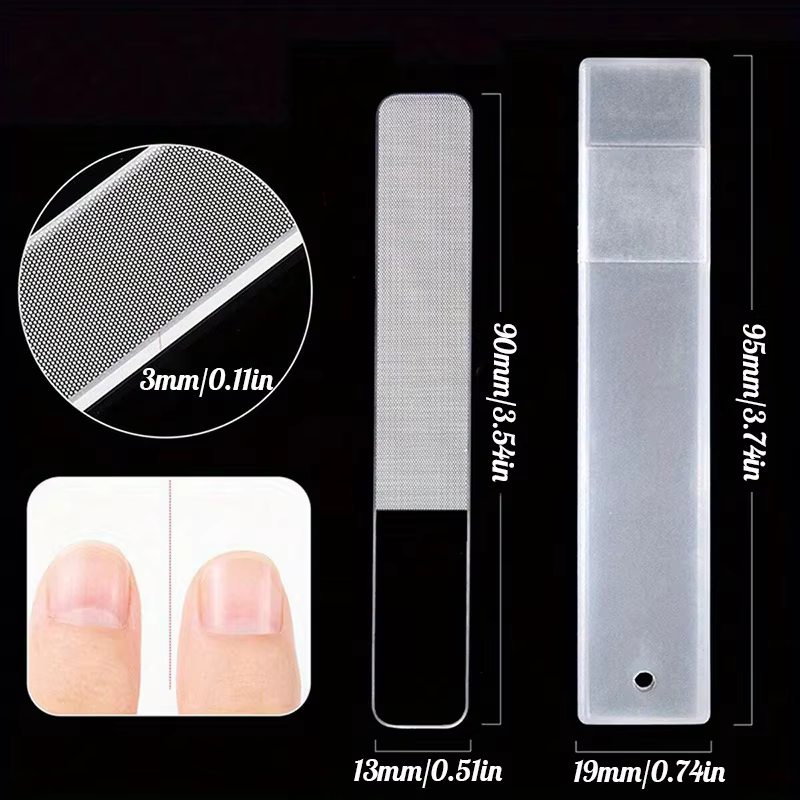 Limes à ongles en verre Nano, 3 pièces, ponçage professionnel, polissage, lime à ongles transparente