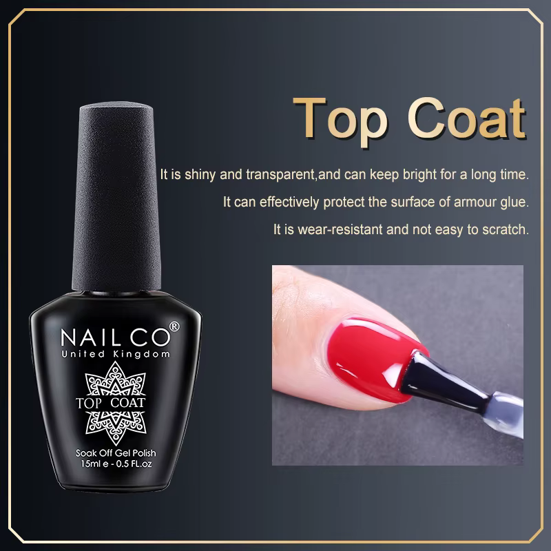 NailCo 15ml 2 en 1 Gel de Base en caoutchouc sans lingette couche de finition couleur Gel vernis à o