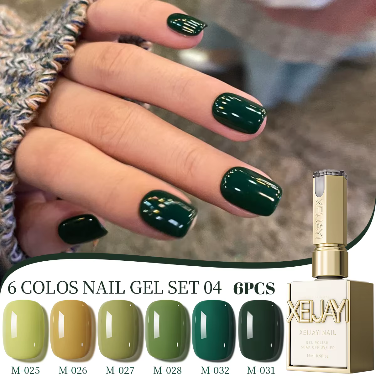 XEIJAYI 6 pièces 15ML gelée glace Transparent nu vert bleu vert et coloré et pur Gel vernis à ongles