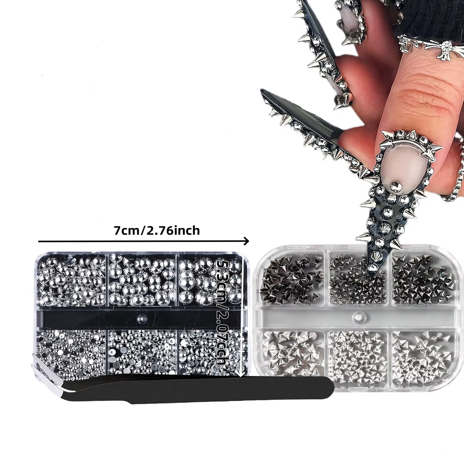 Mini clous d'art d'ongle Punk en métal 3D, tailles mixtes, pointes de cône or noir, Rivets en alliag