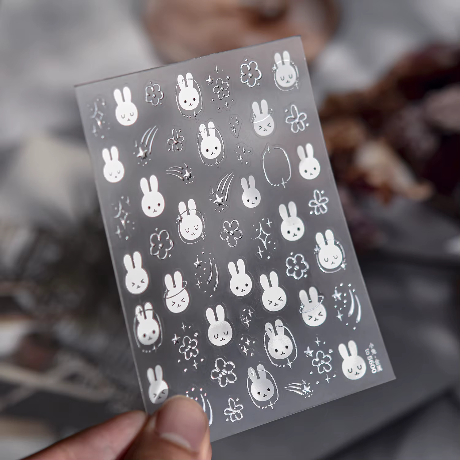 Autocollants pour ongles estampés à l'or, autocollant lapin mignon et simple pour accessoires de Nai