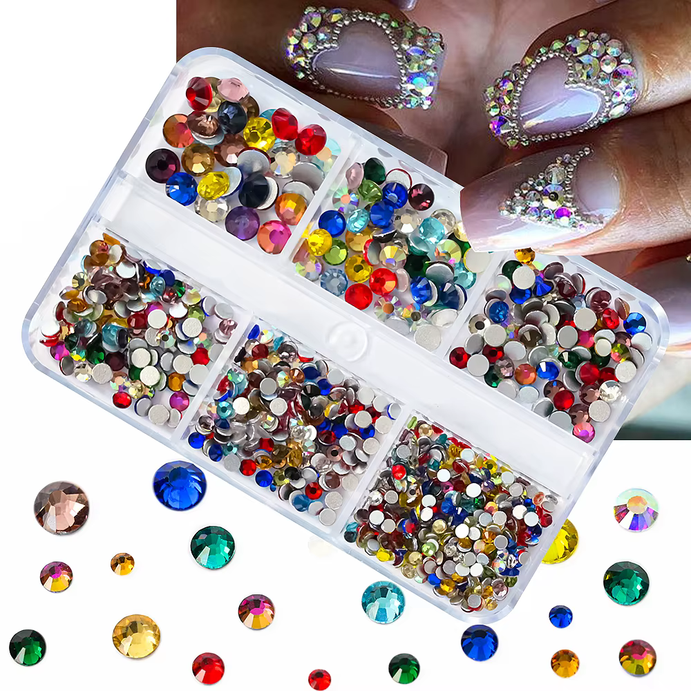 1 boîte Aurora mélange de tailles ss6-ss20 verre Non correcteur à chaud Strass dos plat pierre de cr