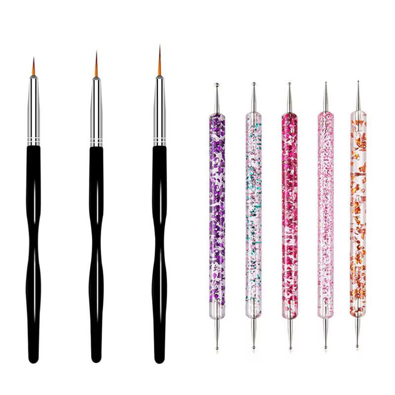 5/20 pièces Nail Art brosse conception pointe peinture dessin sculpture pointillage stylo FlatFan Li