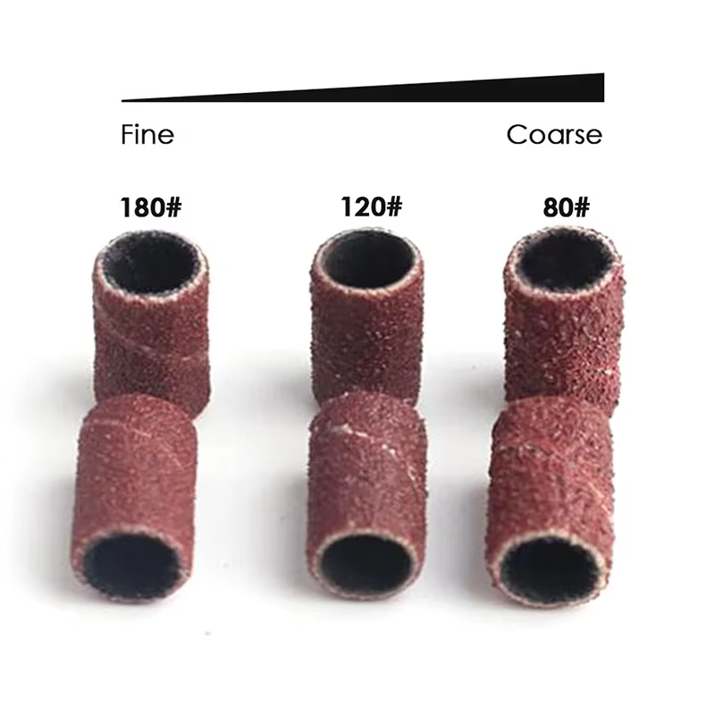 Bandes de capuchon de ponçage pour Machine de manucure électrique, grain 180/120/80, foret à ongles,
