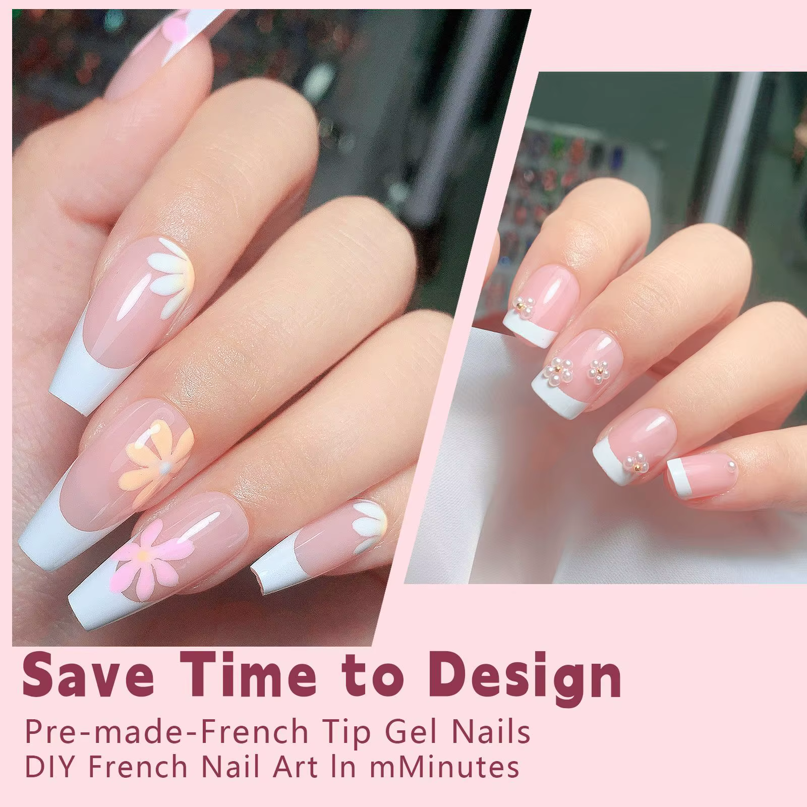 150 pièces faux ongles blanc nu besoin de colle adhésive paillettes presse sur ongles femmes portabl