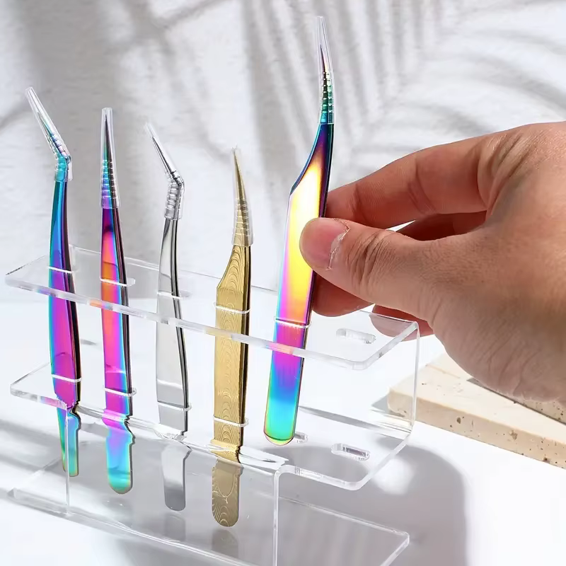 Support de rangement pour pincettes en acrylique à 6 trous, présentoir professionnel pour extensions