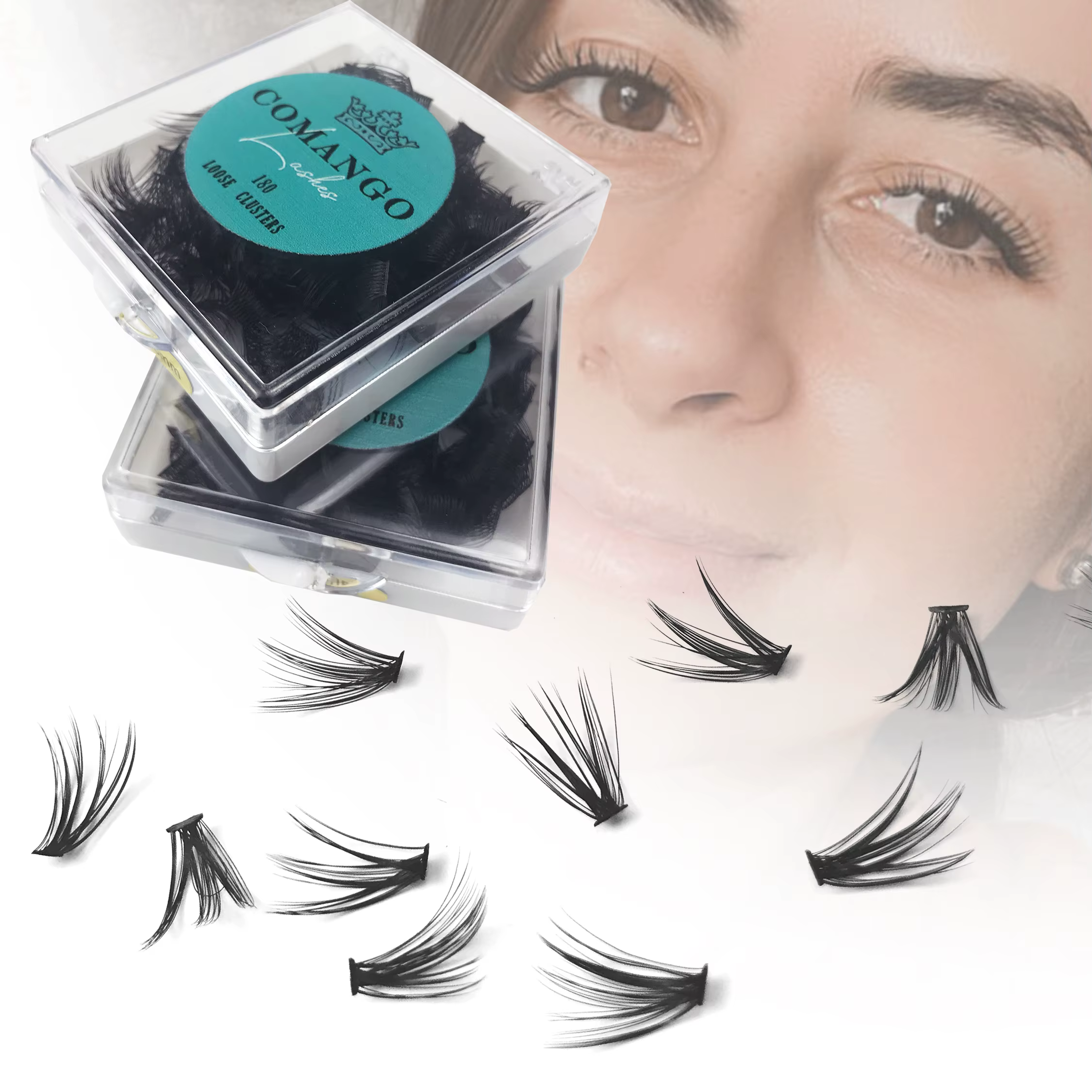 Cluster de cils individuels cils en éventail lâche Extensions de cils grappes de cils C/D Curl 10/12