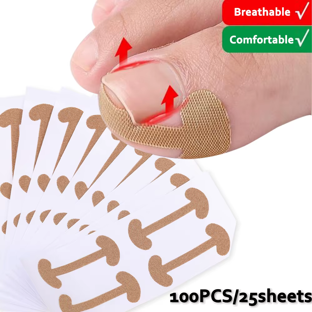 Bandes correctrices pour ongles incarnés, 100 pièces, adhérence durable, autocollants imperméables, 
