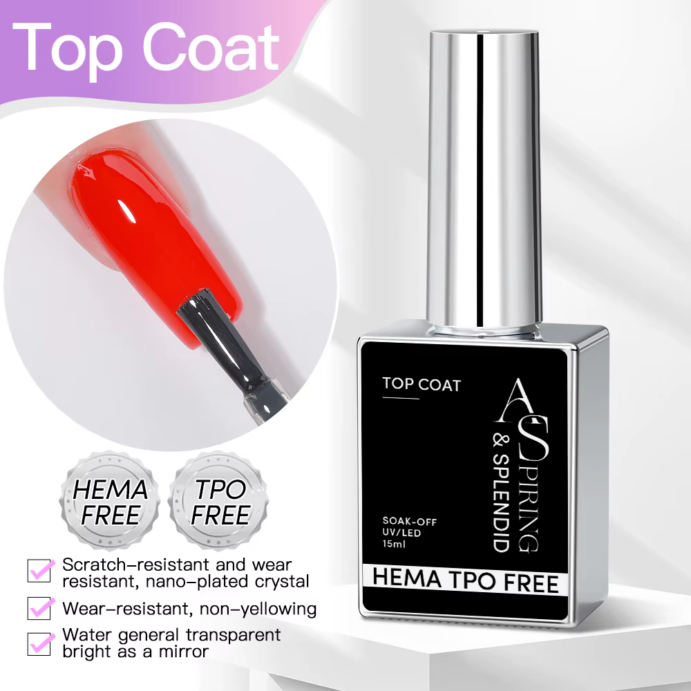 Gel de base sans TPO 15 ml, Gel de finition sans TPO, Vernis à ongles longue tenue, Soak Off UV LED,
