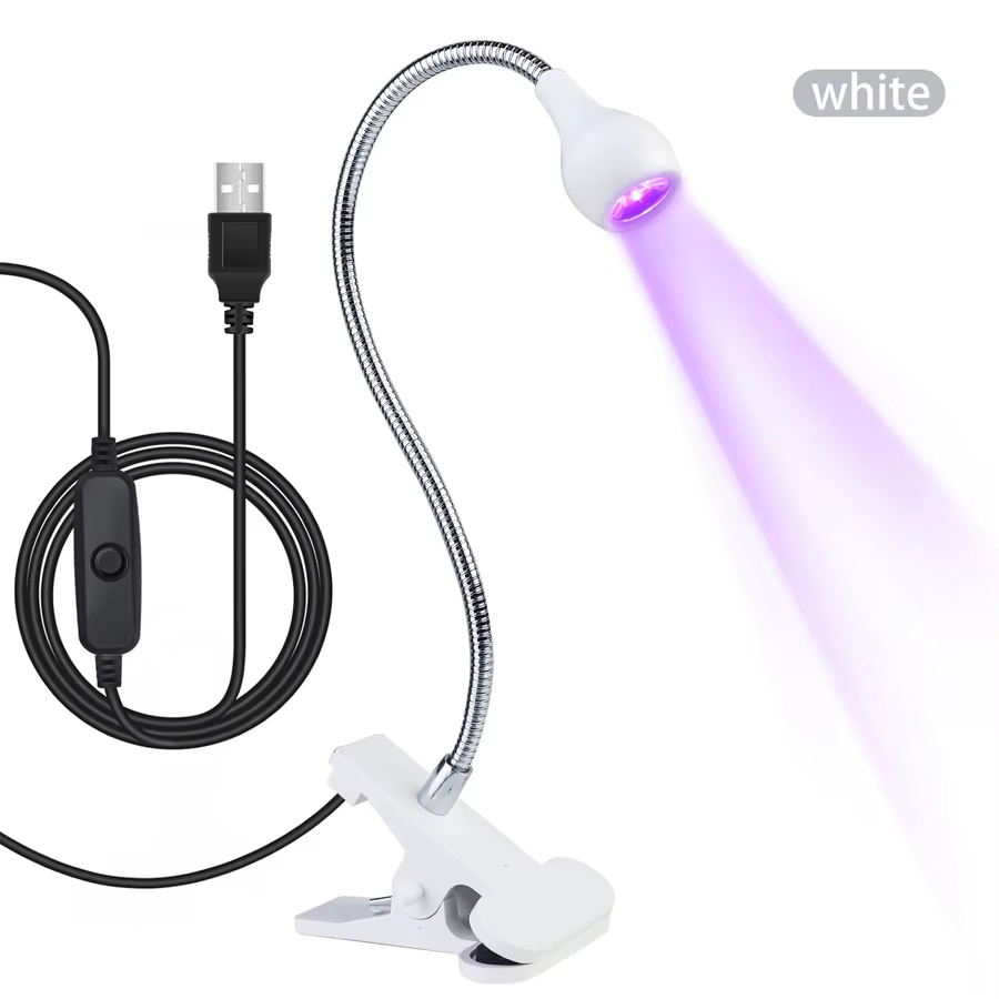 Lampe de polymérisation des ongles en gel UV 5W, lumière UV LED avec clip et tube flexible, sèche-on