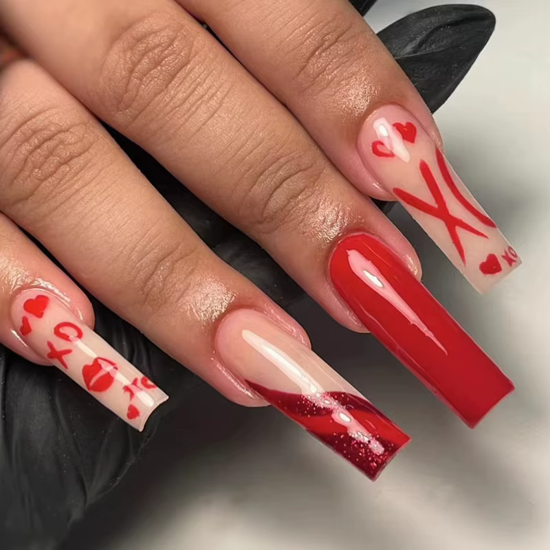 Faux Lèvres Rouges Sexy pour Mariage Romantique, Faux Art de la Journée des Léons, Blanc Givré, N64.