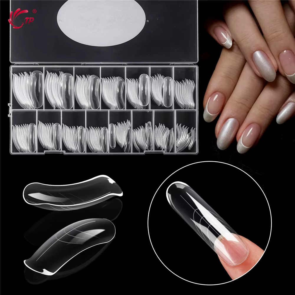 TP 150 pièces formes d'ongles cercueil incurvées longues moule à ongles clair pour Gel d'ongle Poly