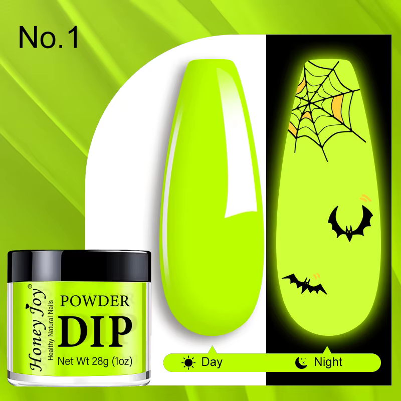 Poudre de trempage scintillante dans la nuit, 30g, phosphore lumineux violet/jaune, pour Nail Art, l
