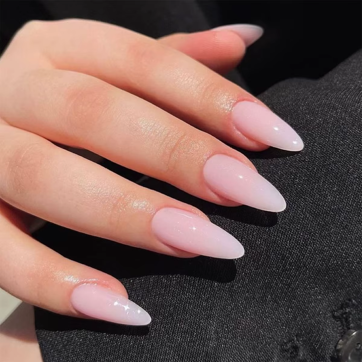 24 pièces faux ongles œil de chat bleu portable longs faux ongles aiguilles Simple presse sur Nail A