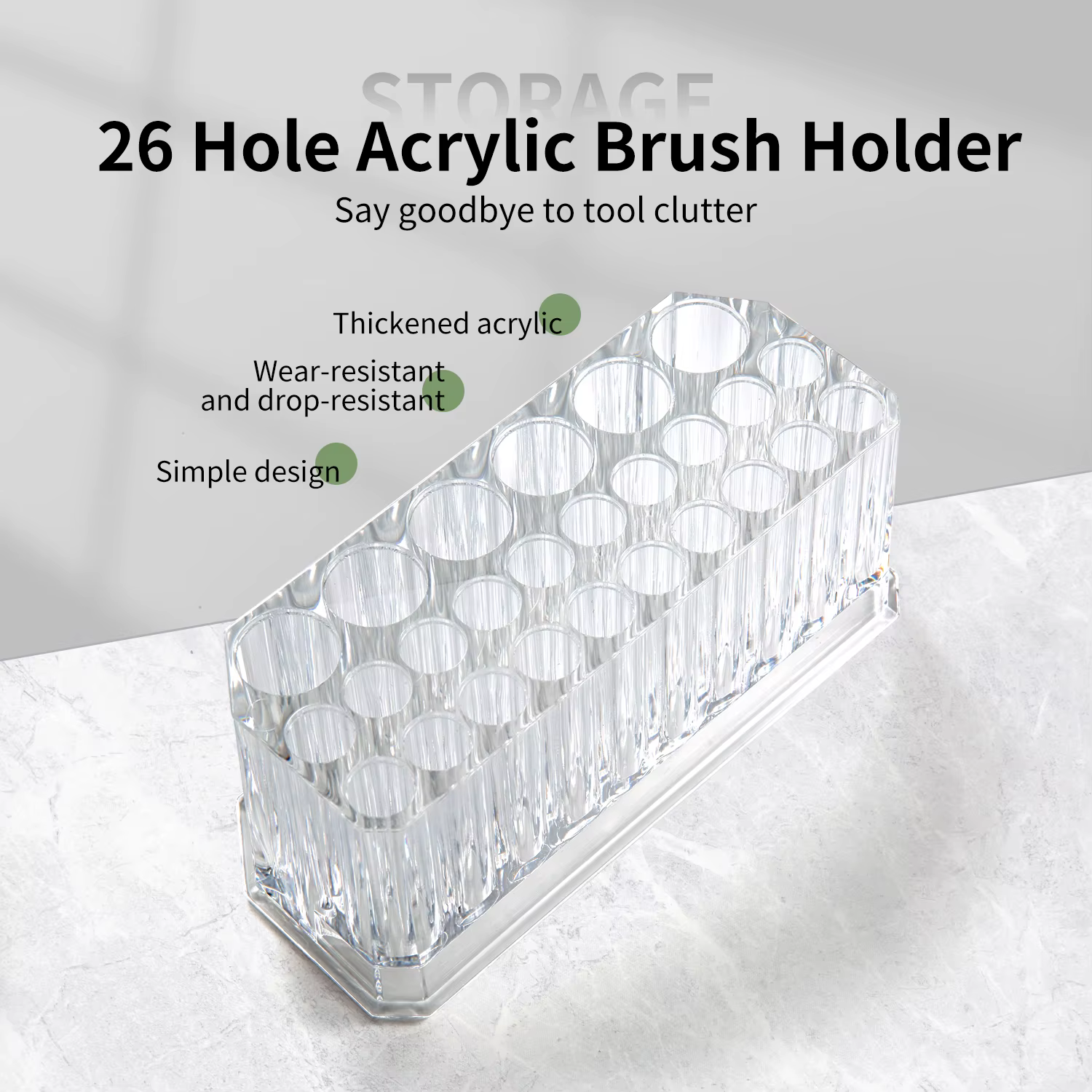 Support de rangement pour pinceaux à ongles en acrylique, 26 trous, organisateur de pinceaux de maqu