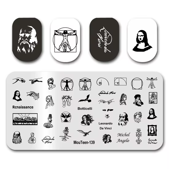 Tampon à ongles d'art MouTeen044 lettres Viking de Divination plaques d'estampage d'ongle ensemble d