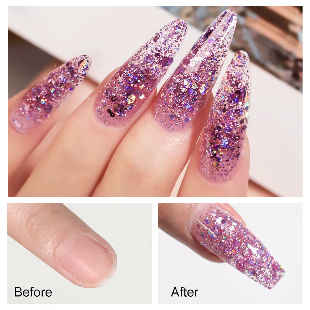 LIMEGIATV-Gel d'extension d'ongles à paillettes, Soak Off, Gel UV Crystal Build XR, N64.Quick Extens