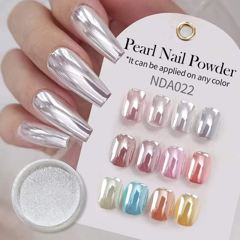 NICOLE DIARY – poudre à ongles miroir au clair de lune, aurore, effet métallique, paillettes argenté