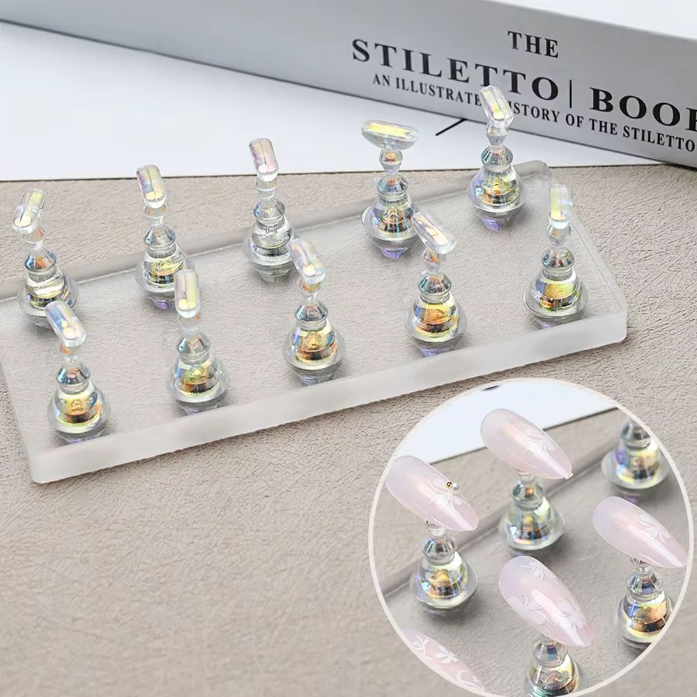 Support magnétique Transparent pour faux ongles Aurora, 5/10 pièces, présentoir à pression sur les o