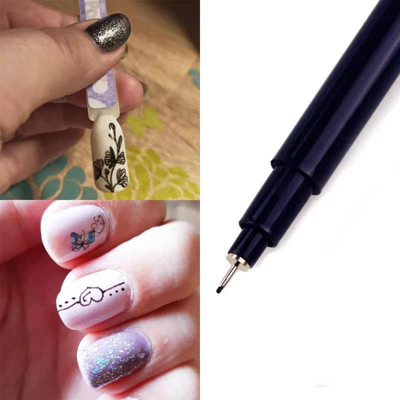 Stylo Graffiti noir pour Nail Art, doublure Fine, conception de détail de points pour vernis Gel UV,