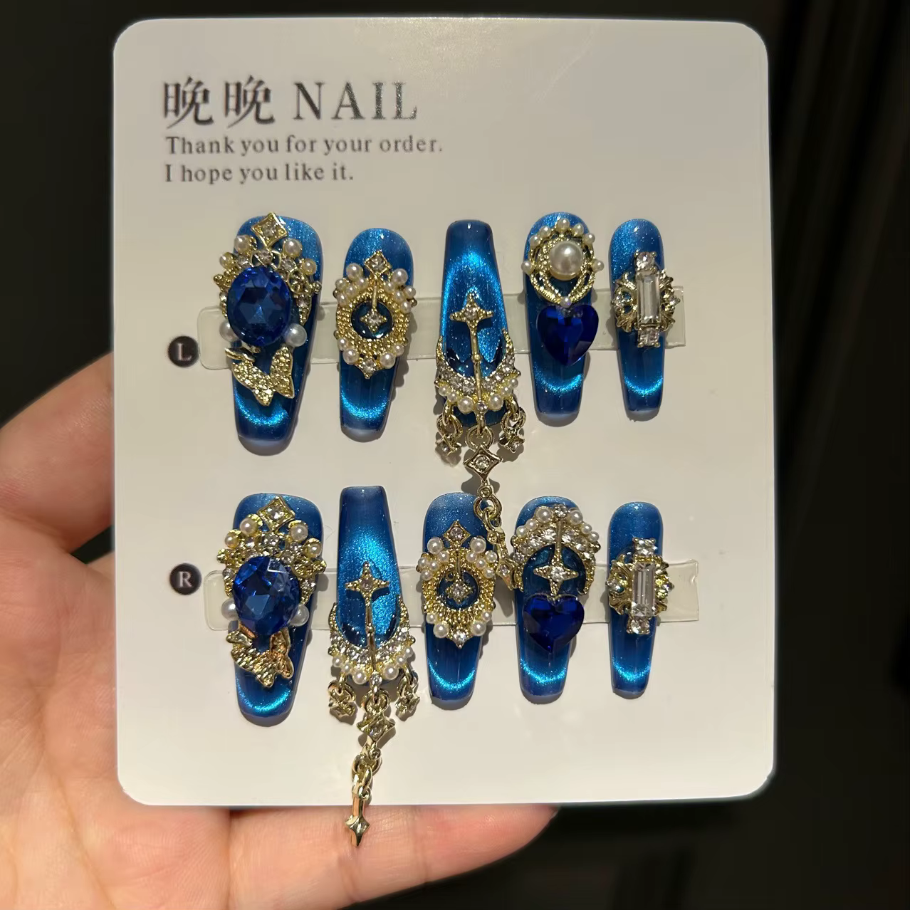 Clous à pression de luxe de Style cour bleu Royal, en plastique ABS écologique avec pierres précieus