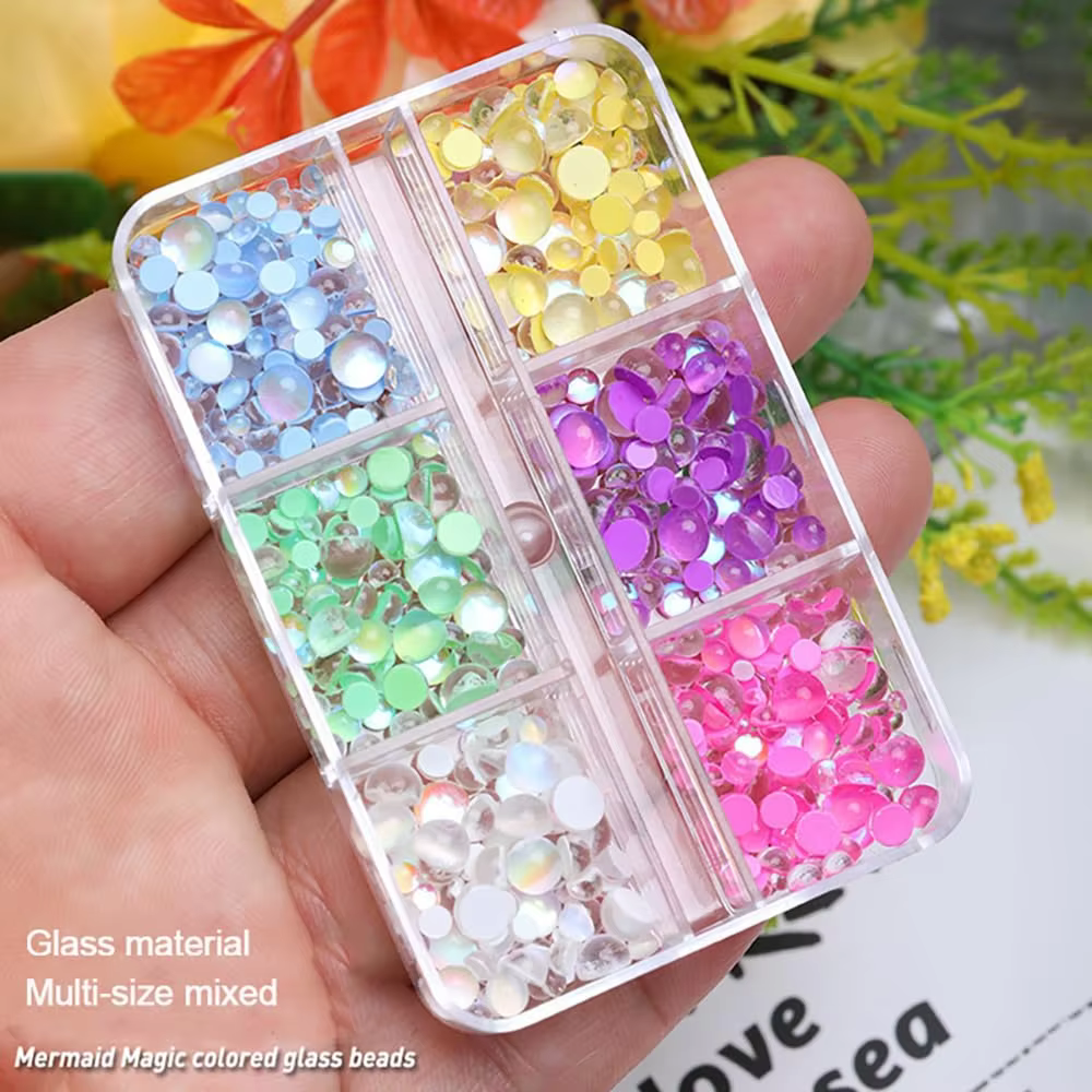 1 boîte arc-en-ciel sirène larmes Nail Art breloques Macaron bulle perles Nail Art pour l'été Aurora