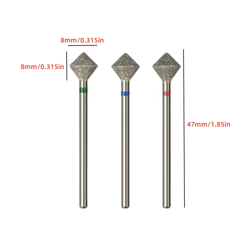 1 pièces nouveau losange diamant foret à ongles tête de polissage des ongles, 3/332 tige losange lim